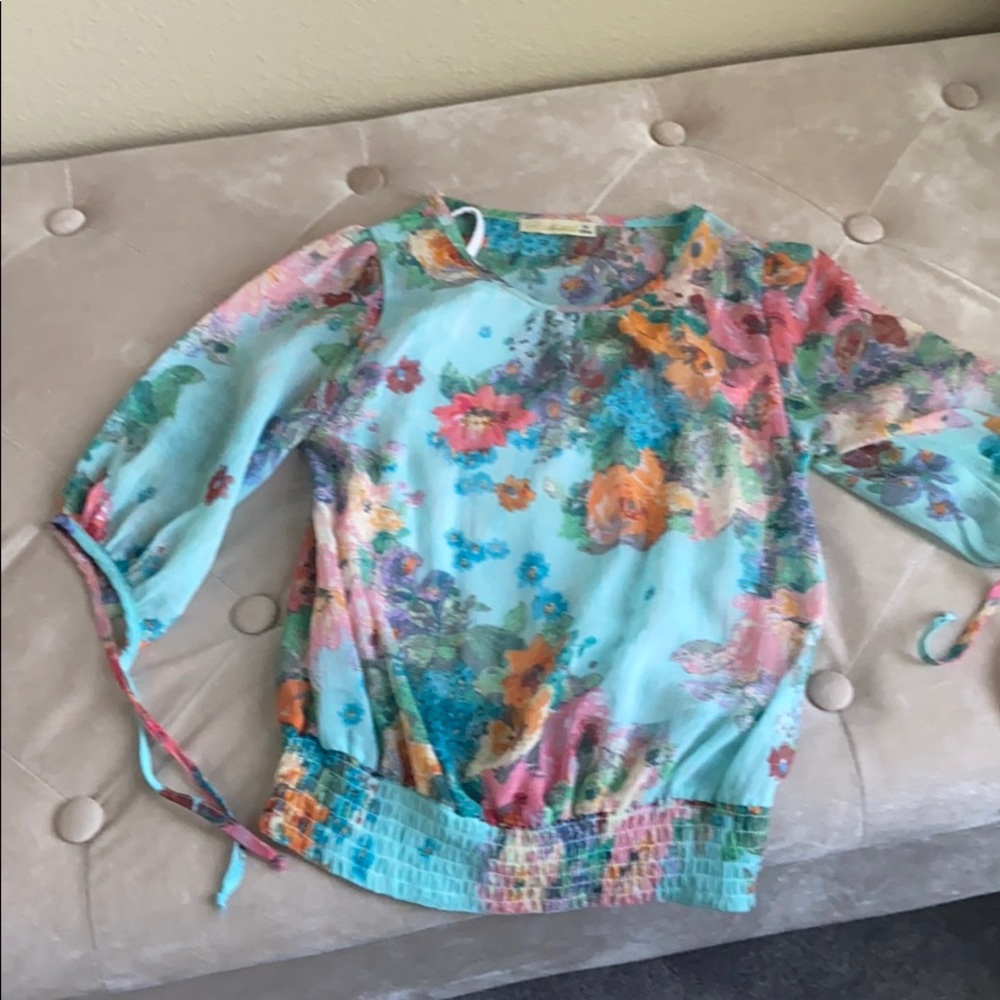 Girls light blue floral shirt